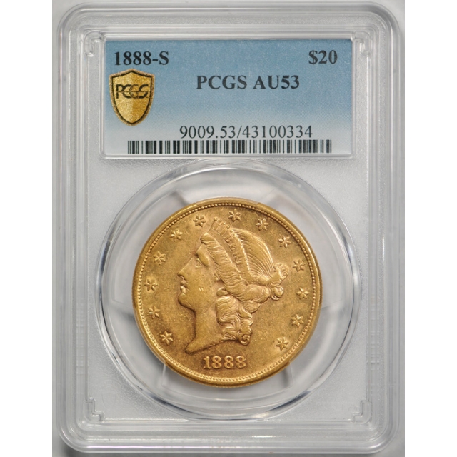 1888 S $20 Liberty Head Double Eagle Gold Piece PCGS AU 53 About Uncirculated