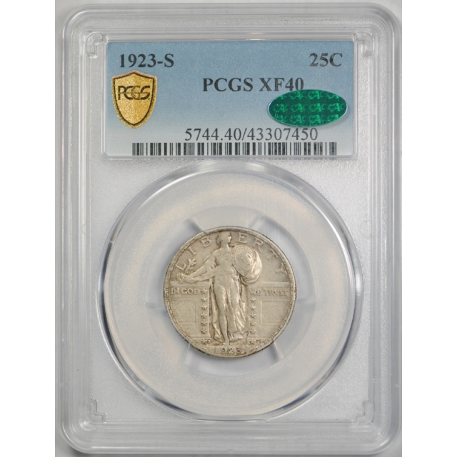 1923 S 25C Standing Liberty Quarter PCGS XF 40 Extra Fine CAC Approved Key Date
