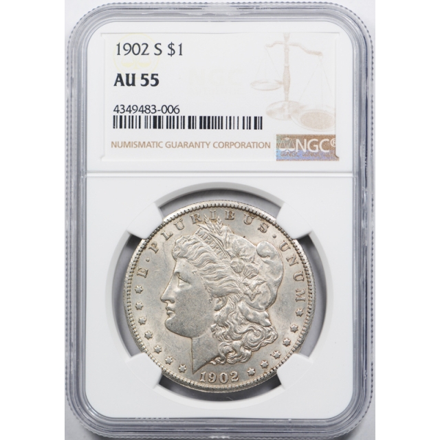 1902 S Morgan Dollar $1 NGC AU 55 About Uncirculated Better Date Original 