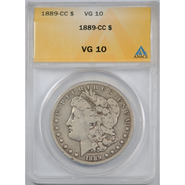 1889 CC $1 Morgan Dollar ANACS VG 10 Very Good to Fine Carson City Mint Key Date Original 