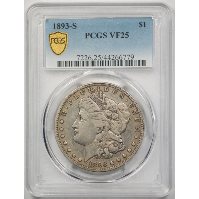 1893 S $1 Morgan Dollar PCGS VF 25 Very Fine to Extra Fine Key Date Tough Grade !