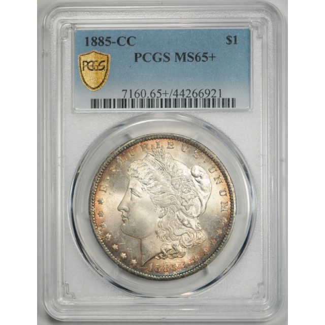 1885 CC $1 Morgan Dollar PCGS MS 65+ Plus Grade Colorful Toned Beauty Nice ! 