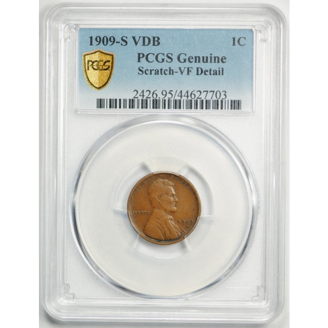 1909 S VDB 1C Lincoln Wheat Cent PCGS VF Very Fine Details Key Date US Coin