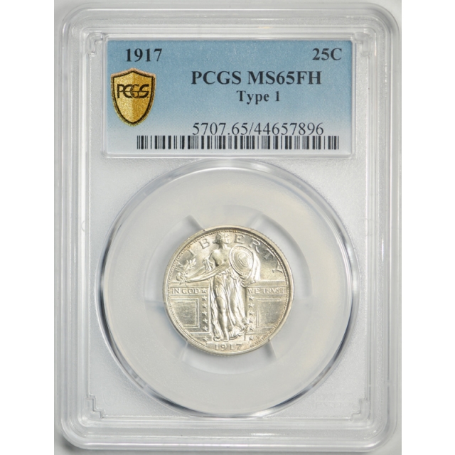 1917 25C Type 1 Standing Liberty Quarter PCGS MS 65 FH Full Head Uncirculated !
