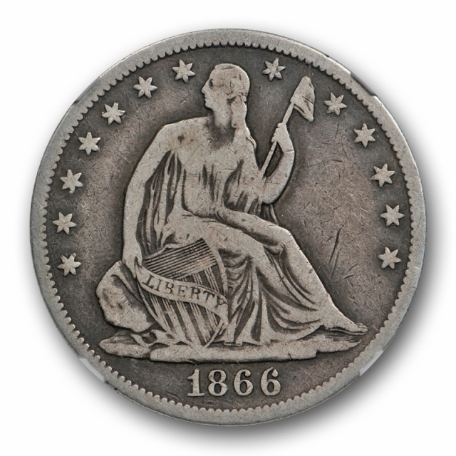 1866 50c Seated Liberty Half Dollar With Motto NGC F 12 Fine Better Date Original 