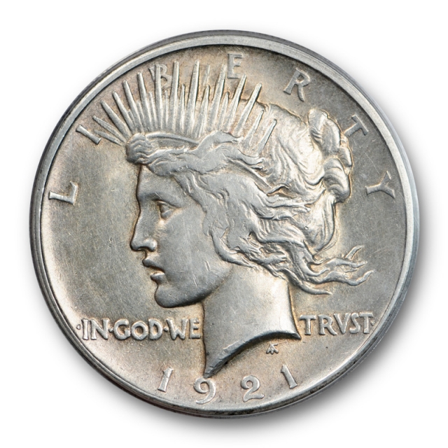 1921 $1 Peace Dollar ANACS AU 53 About Uncirculated Key Date Lightly Toned