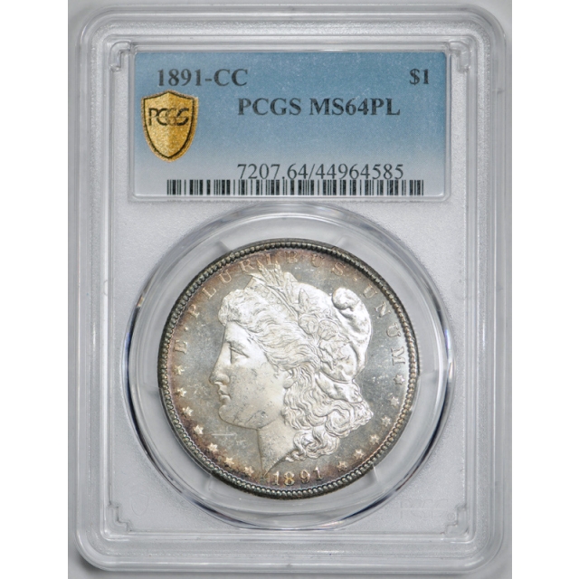 1891 CC $1 Morgan Dollar PCGS MS 64 PL Uncirculated Proof Like Stunning Coin Rare !