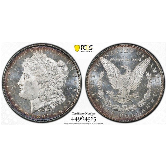 1891 CC $1 Morgan Dollar PCGS MS 64 PL Uncirculated Proof Like Stunning Coin Rare !