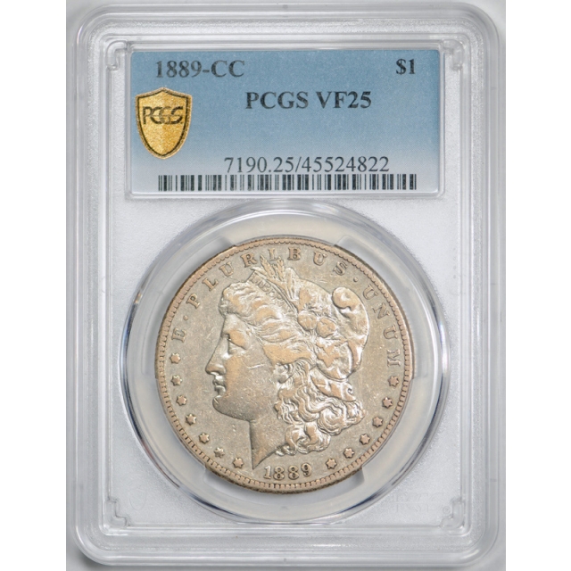 1889 CC $1 Morgan Dollar PCGS VF 25 Very Fine to Extra Fine Key Date Tough  Coin !