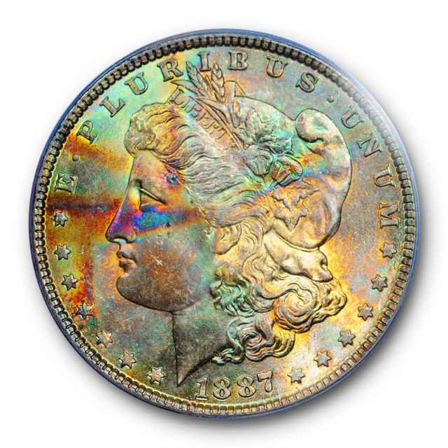 1887 $1 Morgan Dollar PCGS MS 65 Uncirculated End of Roll Toned Beauty OGH