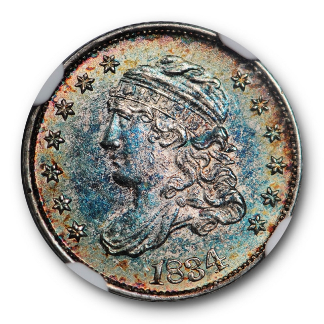 1834 Capped Bust Half Dime H10C NGC MS 64 Uncirculated Toned Beauty 