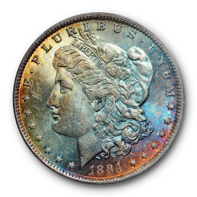 1884 O $1 Morgan Dollar ANACS MS 63 Uncirculated Blue Toned Beauty 