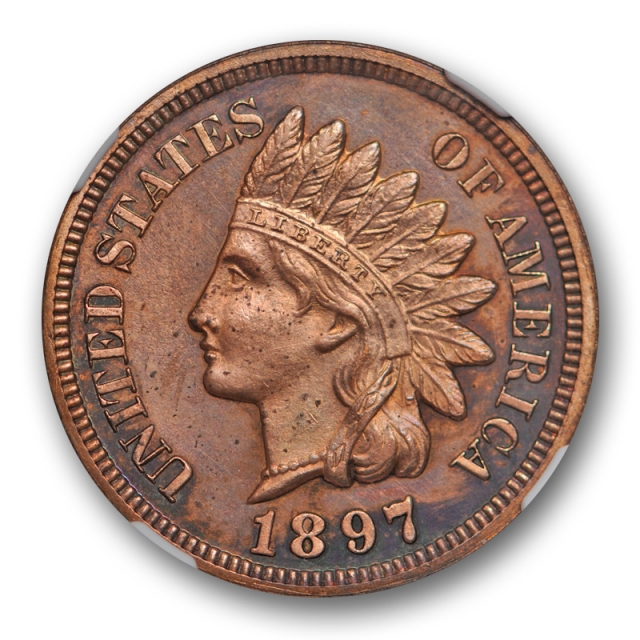 1897 Proof Indian Head Cent NGC PR 63 RB Red Brown Low Mintage Coin