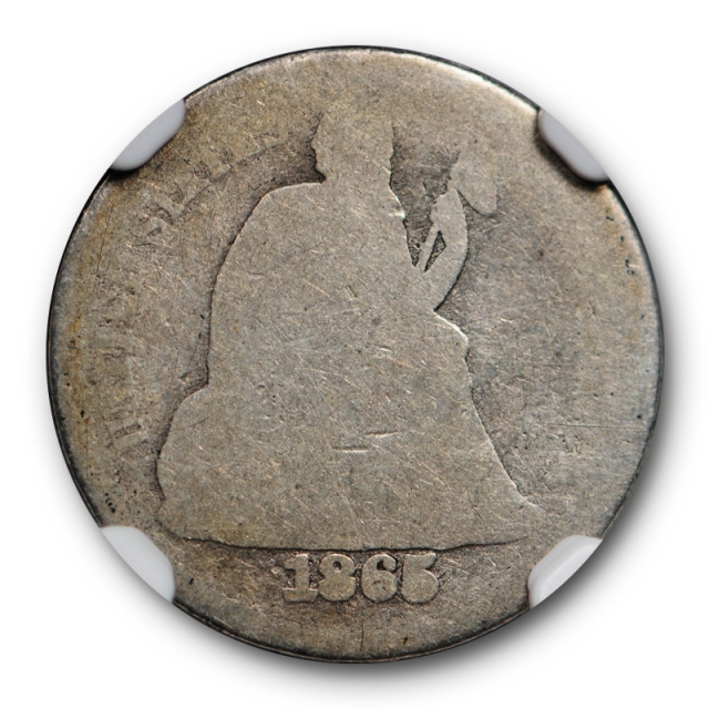 1865 Seated Liberty Dime 10C NGC FR 2 Philadelphia Mint Key Date Low MIntage