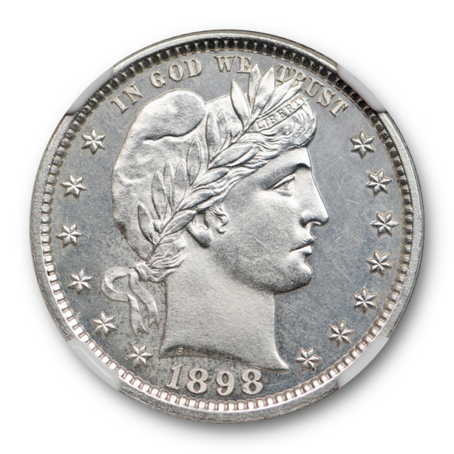 1898 25c Barber Quarter NGC PF 62 Proof PR Blast White Beauty Low Mintage 