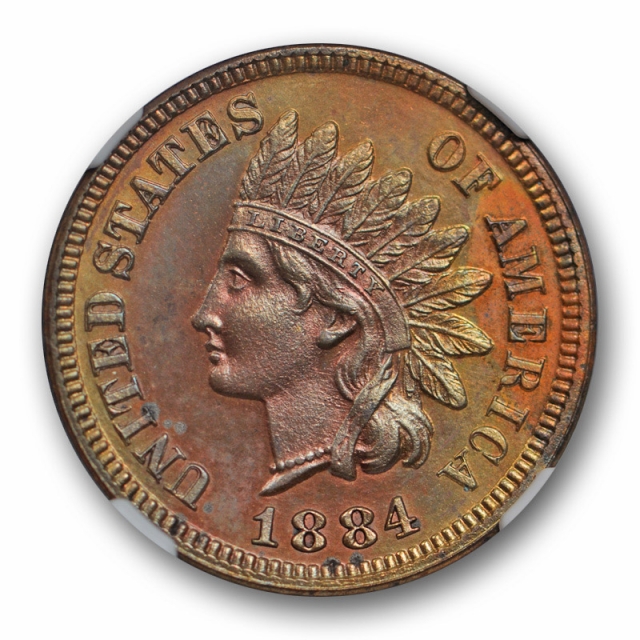 1884 Proof Indian Head Cent NGC PF 64 BN PR Toned Low Mintage