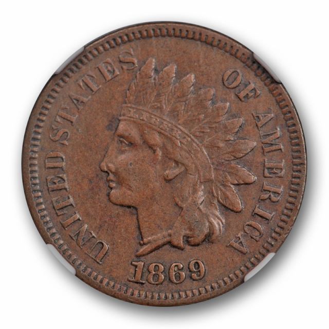 1869/69 Indian Head Cent NGC XF 40 Extra Fine Key Variety FS-303