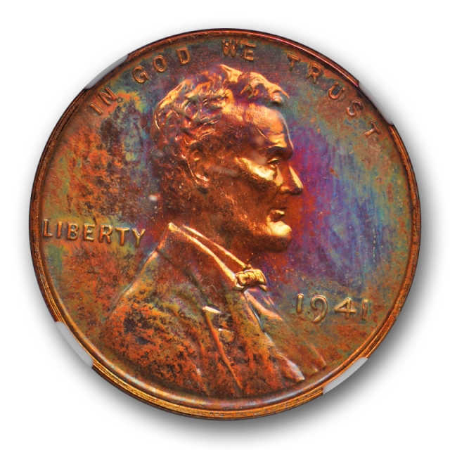 1941 1c Proof Lincoln Wheat Cent NGC PF 65 RB Red Brown Toned Attractive