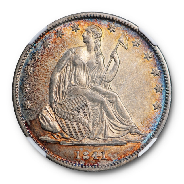 1841 O 50c Seated Liberty Half Dollar NGC AU 58 About Uncirculated Toned Beauty ! 