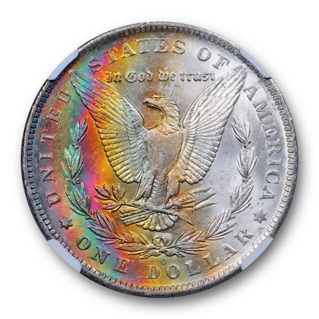 1883 O $1 Morgan Dollar NGC MS 62 Uncirculated Rainbow Toned Moon Beauty ! 