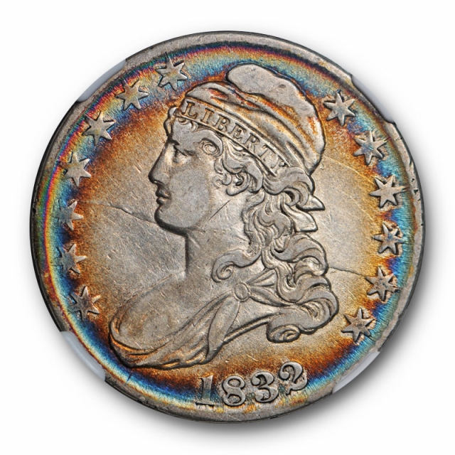 1832 Small Letters Capped Bust Half Dollar NGC VF 30 Rainbow Toned Beauty O 120A