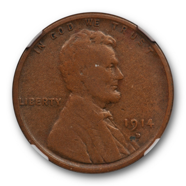 1914 D 1c Lincoln Wheat Cent NGC F 12 Fine Denver Mint Key Date Cert#3005