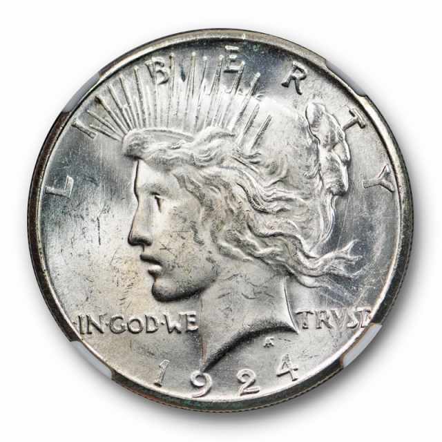1924 S Peace Dollar $1 NGC MS 63 Uncirculated Better Date Lustrous