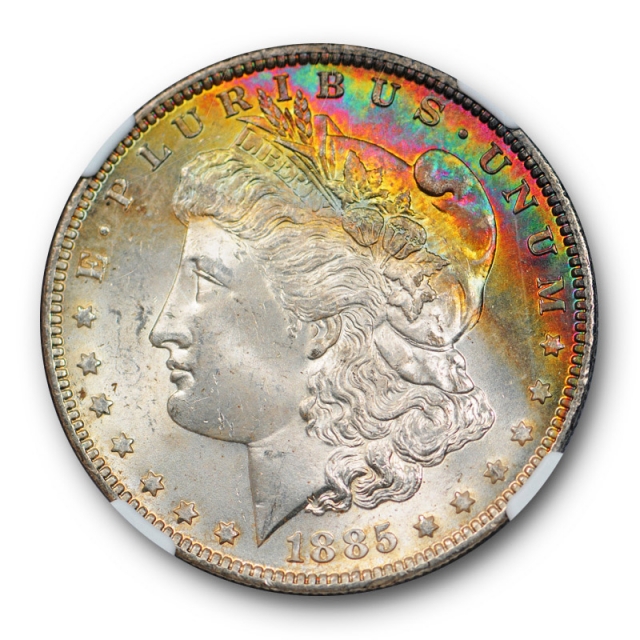 1885 O $1 Morgan Dollar NGC MS 64* Uncirculated CAC Colorful Toned Beauty