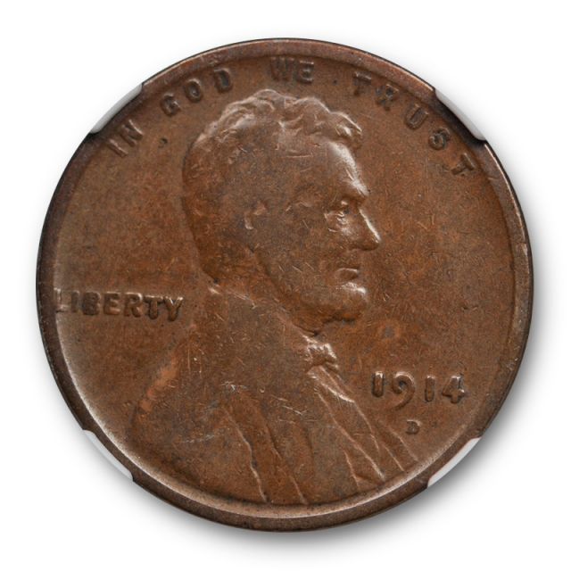 1914 D 1c Lincoln Wheat Cent NGC VG 8 Very Good Key Date Denver Mint Cert#0034