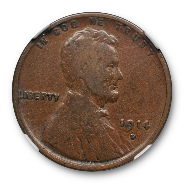 1914 D 1c Lincoln Wheat Cent NGC VG 8 BN Very Good Denver Mint Key Date Cert#0035