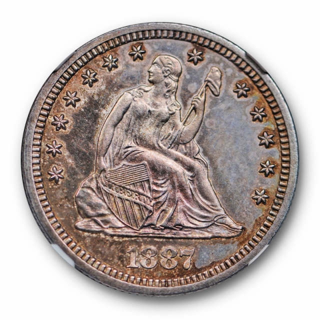 1887 Seated Liberty Quarter 25C NGC PR 62 Proof Key Date Toned Low Mintage
