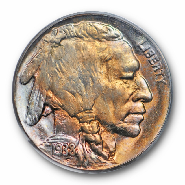 1938 D 5C Buffalo Nickel PCGS MS 66 Uncirculated OGH CAC Approved Toned !