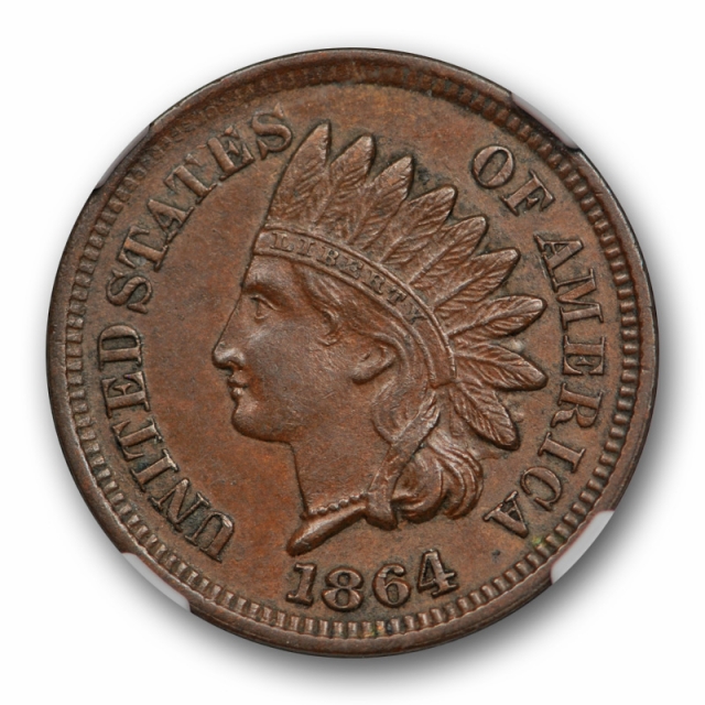 1864 1c Bronze Indian Head Cent NGC AU 58 About Uncirculated Brown Original 