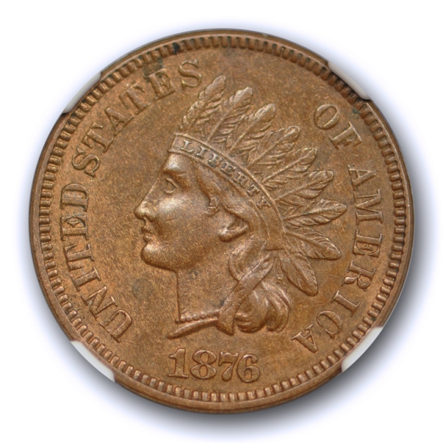 1876 1c Indian Head Cent NGC AU 58 BN About Uncirculated Better Date Tough Grade !