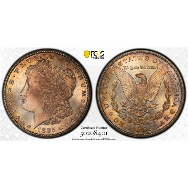 1885 CC $1 Morgan Dollar PCGS MS 66 Uncirculated Carson City Mint Toned Beauty Pretty ! 