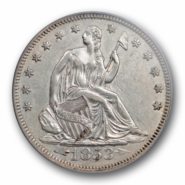 1853 50c Seated Liberty Half Dollar PCGS AU 53 About Uncirculated  