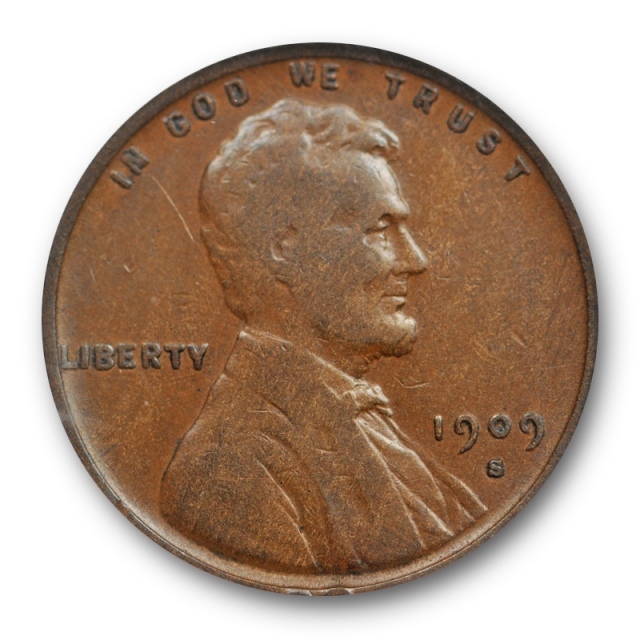 1909 S VDB 1C Lincoln Wheat Cent ANACS F 12 Fine Key Date Original Coin 