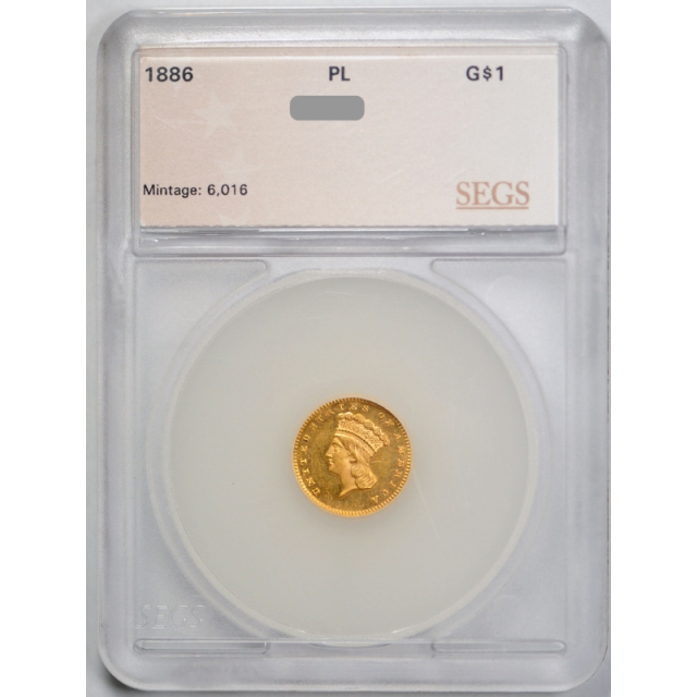 1886 G$1 Gold Liberty Head Dollar Uncirculated Mint State Proof Like PL Beautiful !