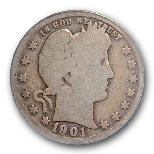 1901 S 25C Barber Quarter ANACS AG 3 About Good Key Date Low Mintage Original 
