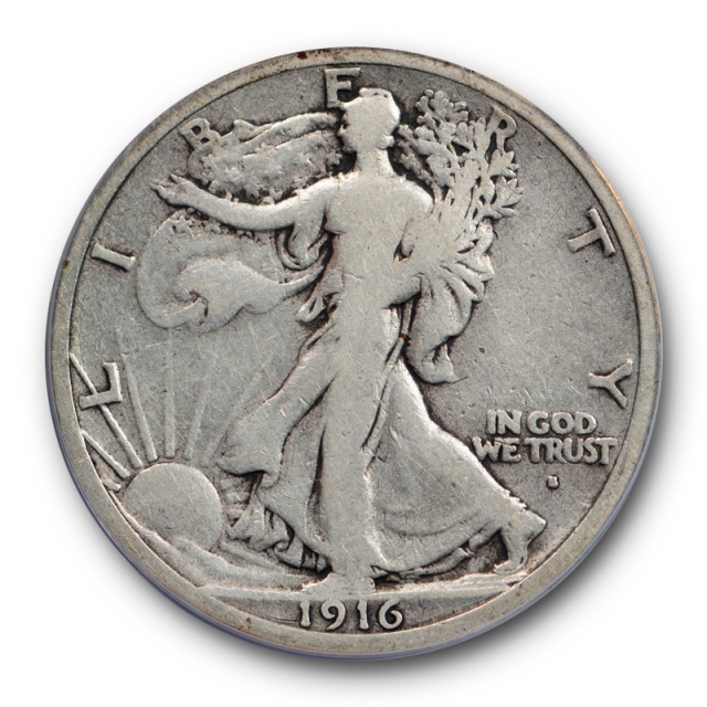 1916 S 50C Walking Liberty Half Dollar ANACS VG 10 Very Good to Fine Key Date Strong !