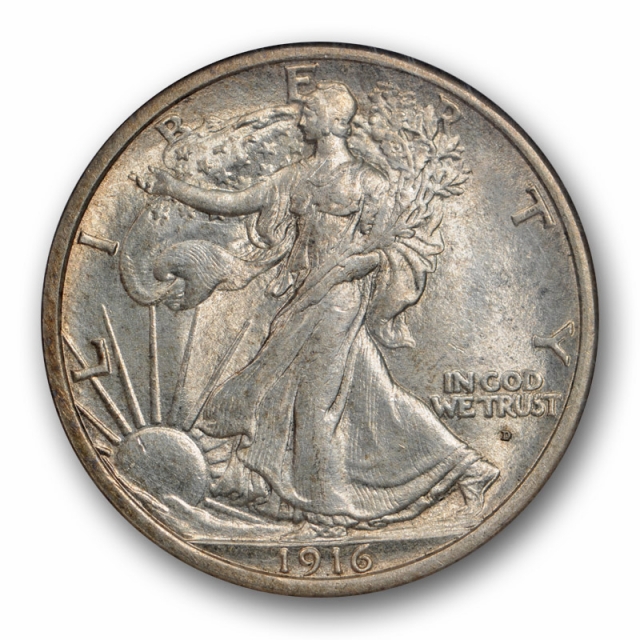 1916 D Walking Liberty Half Dollar 50C NGC MS 62 Uncirculated Lightly Toned