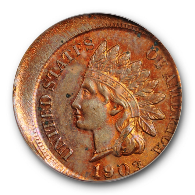 1903 1C Indian Head Cent PCGS MS 63 RB 15% Off Center Mint Error Coin Unique
