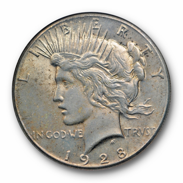 1928 $1 Peace Dollar ANACS MS 62 Uncirculated Key Date Old Holder Toned