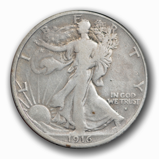 1916 S 50C Walking Liberty Half Dollar ICG F 12 Fine Key Date San Francisco Mint
