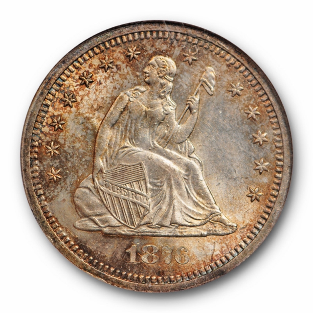 1876 S 25c Seated Liberty Quarter NGC MS 64 Uncirculated Beautifully Toned