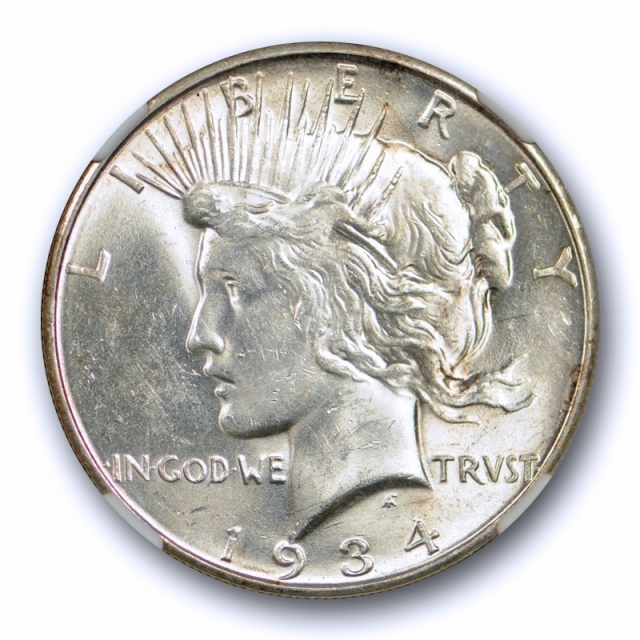 1934 D $1 Peace Dollar NGC MS 62 Uncirculated Denver Mint Better Date Original Cert#6002