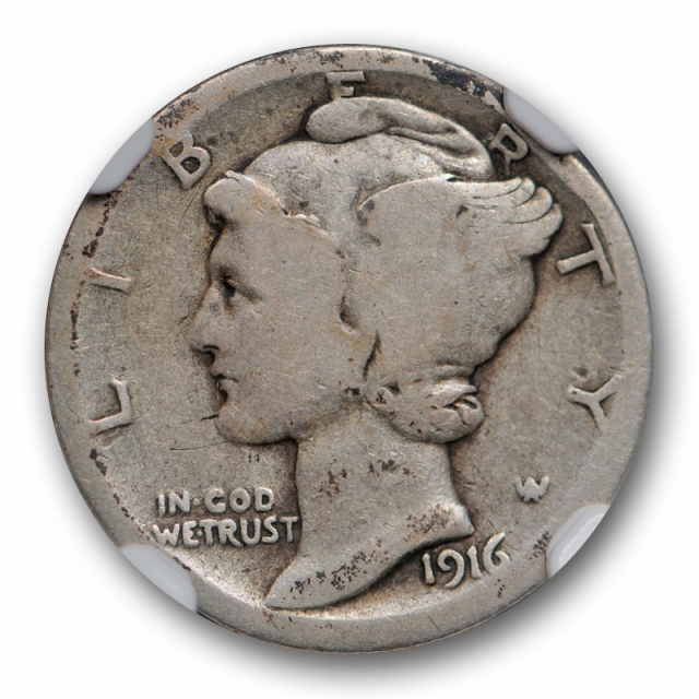 1916 D 10c Mercury Dime NGC AG About Good Details Key Date Denver Mint Coin