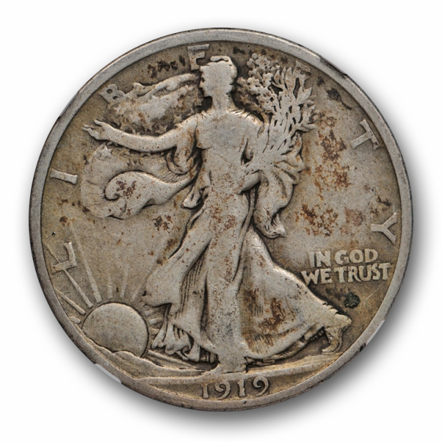 1919 D 50c Walking Liberty Half Dollar NGC VG 10 Very Good to Fine Toned