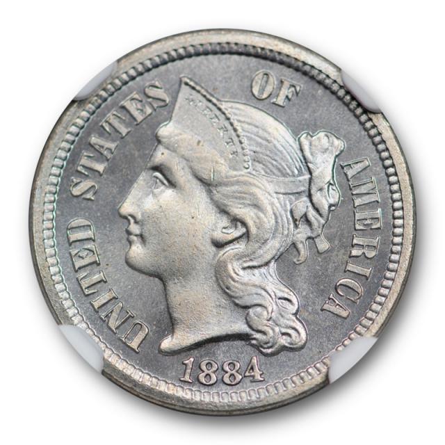 1884 3CN Three Cent Nickel Piece NGC PF 66 Proof PR Low Mintage Key Date Beautiful 