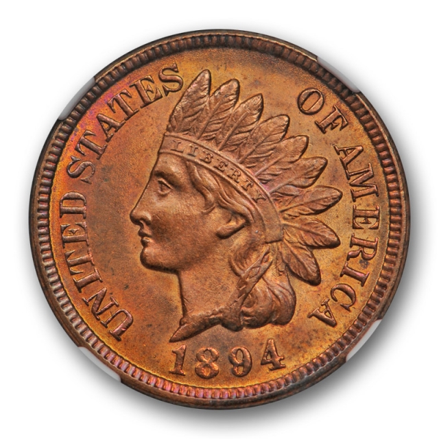 1894 1c Indian Head Cent NGC MS 64 RB Uncirculated Red Brown CAC Approved 